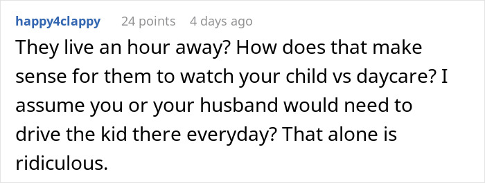Screenshot of a comment discussing in-laws refusing to take grandchild’s safety seriously and losing babysitting privileges. Screenshot of a comment discussing in-laws refusing to take grandchild’s safety seriously and losing babysitting privileges.