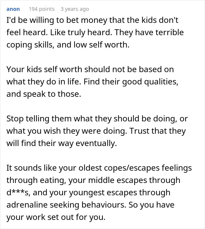 Comment on dad claims about children&rsquo;s failures, discussing kids&rsquo; self-worth, coping skills, and parenting challenges.