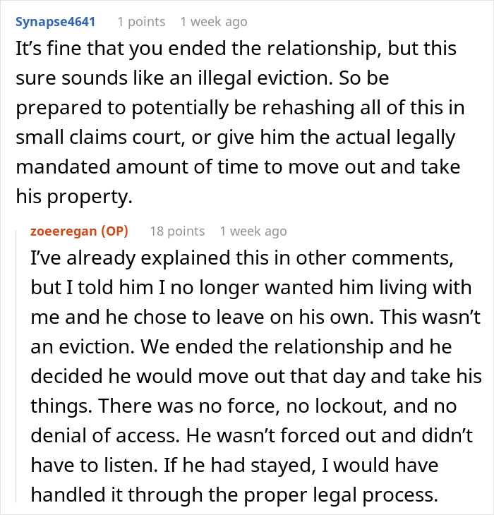 Screenshot of a Reddit conversation about a woman unable to handle her ex&rsquo;s dog and threatening to take it to a shelter.