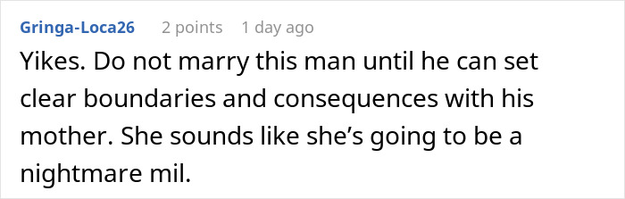 Screenshot of a Reddit comment warning about unclear boundaries with a stepmother and issues in co-parenting a teen stepson.