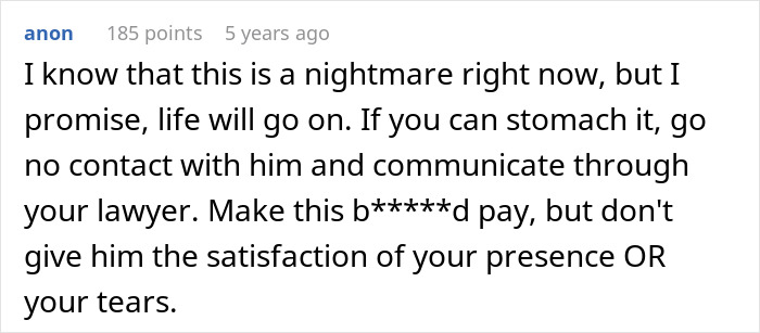 Screenshot of online comment advising to cut contact and involve a lawyer in a tense paternity test dispute over 3-year-old son. Screenshot of online comment advising to cut contact and involve a lawyer in a tense paternity test dispute over 3-year-old son.