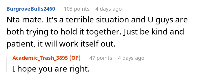 Screenshot of an online discussion where a woman complains about her sister-in-law despite staying for free.