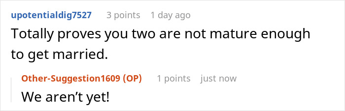 Screenshot of a Reddit conversation showing a man revealing his true colors after assuming fiancée is pregnant. Screenshot of a Reddit conversation showing a man revealing his true colors after assuming fiancée is pregnant.