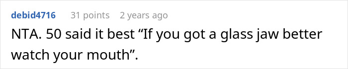 Screenshot of a Reddit comment where a user defends SIL’s hubby amid insults and relationship disputes.