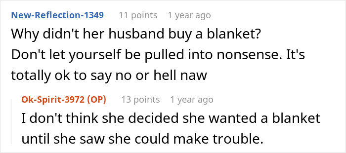 Reddit comments screenshot about a heated blanket gifted by a sibling, users argue when mom gets it instead. Reddit comments screenshot about a heated blanket gifted by a sibling, users argue when mom gets it instead.