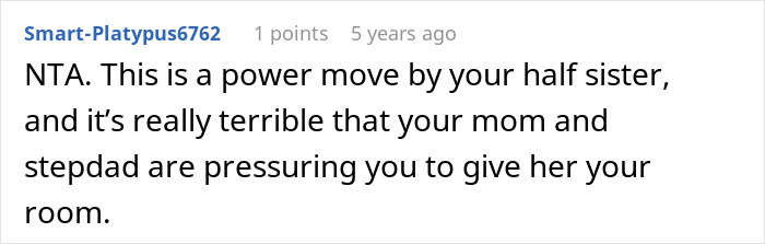 Screenshot of a Reddit comment discussing a teen accused of crushing half-sister’s dreams by refusing a Christmas request. Screenshot of a Reddit comment discussing a teen accused of crushing half-sister’s dreams by refusing a Christmas request.