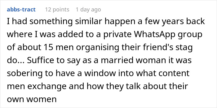 Comment describing being added to a random family group chat and emotionally investing over several months.