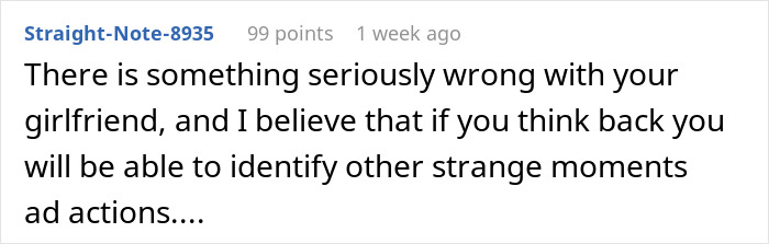 Screenshot of a Reddit comment discussing a guy horrified after witnessing his girlfriend spitting in his food. Screenshot of a Reddit comment discussing a guy horrified after witnessing his girlfriend spitting in his food.