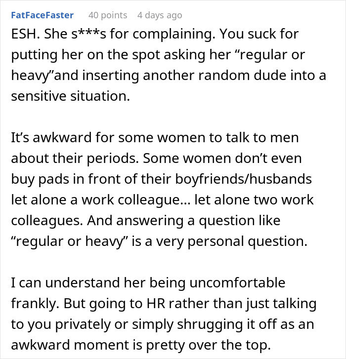 Screenshot of a Reddit comment discussing a man turning coworkers against a woman who reported him to HR.