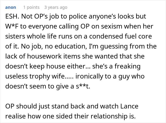 Screenshot of an online comment debating a woman&rsquo;s nasty comment and its backfire regarding her husband's perception.