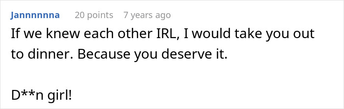 Screenshot of a comment praising a user&rsquo;s confidence in the MIL and DIL long game with furniture rearrangement.