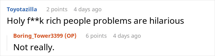 Reddit comment conversation about emptying father's estate and a useless will, discussing wealth and problems. Reddit comment conversation about emptying father's estate and a useless will, discussing wealth and problems.