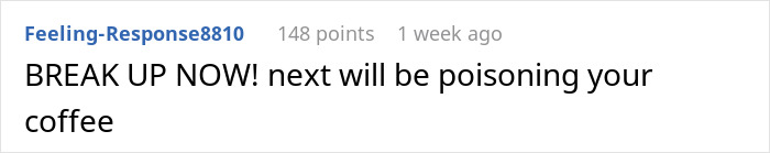 Comment expressing shock and warning about potential poisoning after witnessing girlfriend spitting in his food. Comment expressing shock and warning about potential poisoning after witnessing girlfriend spitting in his food.