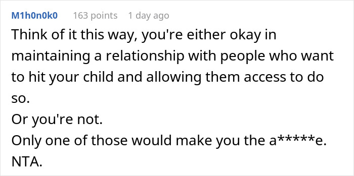 Comment discussing the consequences of grandparents spanking a 3-year-old and parents banning their access. Comment discussing the consequences of grandparents spanking a 3-year-old and parents banning their access.