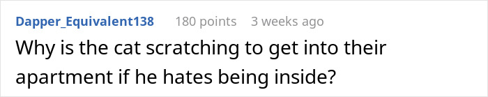 Cat scratching at apartment door, showing signs of disappearing for days, hinting at neighbor&rsquo;s secret adoption.