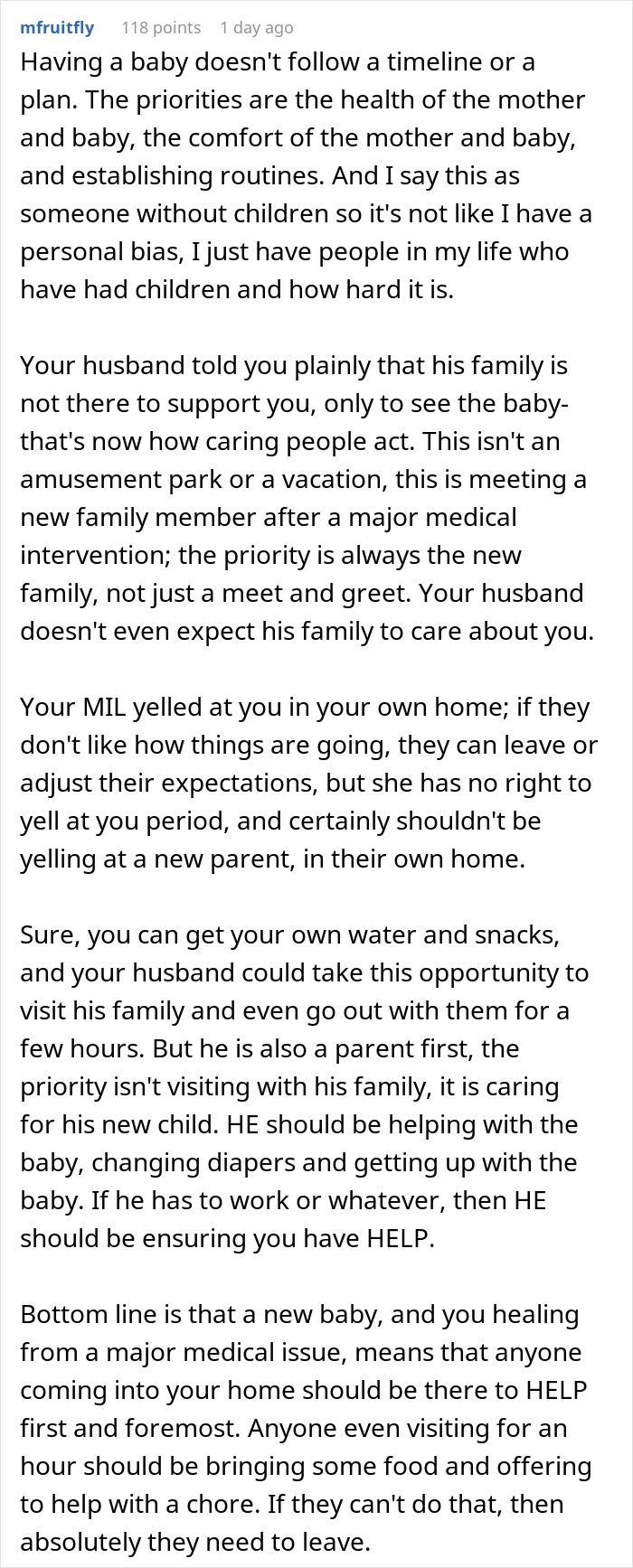 Text post discussing the challenges faced by a new mom when husband and in-laws are not helping with the baby. Text post discussing the challenges faced by a new mom when husband and in-laws are not helping with the baby.