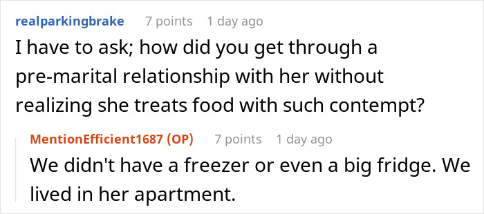 Screenshot of Reddit comments discussing embarrassment and lessons taught in a marriage in front of parents.