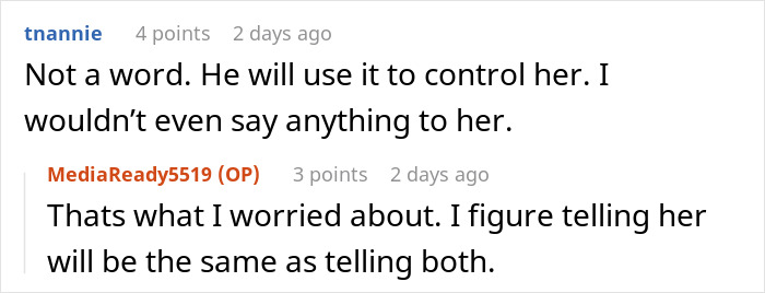 Screenshot of an online discussion about a woman worried about her sister becoming a tradwife and starting a secret fund. Screenshot of an online discussion about a woman worried about her sister becoming a tradwife and starting a secret fund.