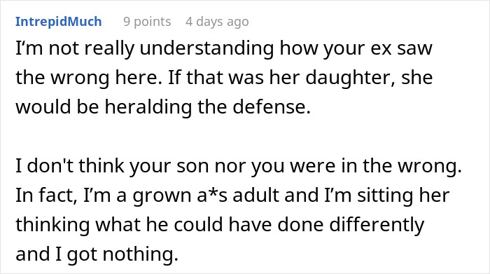 Screenshot of a Reddit comment discussing a dad taking his son out to celebrate after he punches a bully.