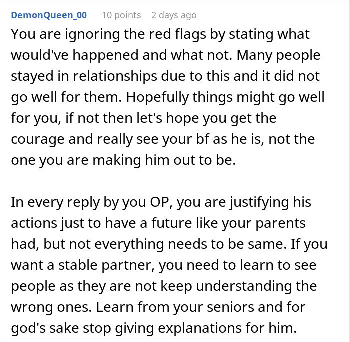 Reddit user advising to recognize true colors after assuming fianc&eacute;e is pregnant, highlighting shock and humiliation in relationships.