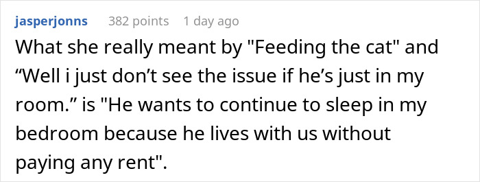 Comment explaining hidden meaning about a roommate boyfriend vacation drama living rent-free in the bedroom. Comment explaining hidden meaning about a roommate boyfriend vacation drama living rent-free in the bedroom.