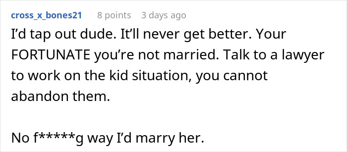 Reddit screenshot of comment urging man to not marry her, stating he feels like his GF's ATM and to consult a lawyer Reddit screenshot of comment urging man to not marry her, stating he feels like his GF's ATM and to consult a lawyer