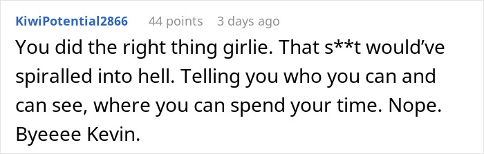 Reddit comment supporting woman who keeps missing BF's red flags, urging she left controlling boyfriend