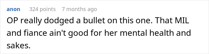 Screenshot of a forum comment discussing a woman snapping at her MIL over a gift seen as manipulative control.