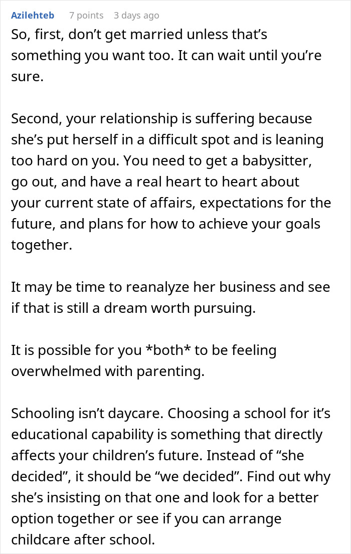 Reddit screenshot of advice comment about man feeling like his GF's ATM after she quit her job and demands marriage Reddit screenshot of advice comment about man feeling like his GF's ATM after she quit her job and demands marriage