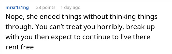 Comment highlighting issues in an ex house drama relationship about ending things without proper consideration and respect.