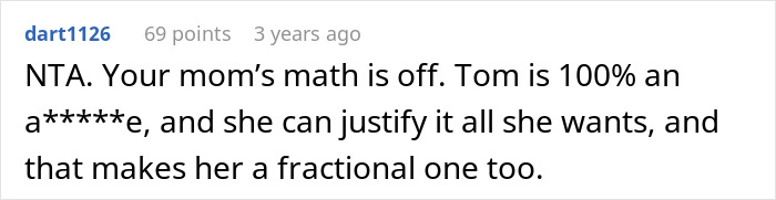 Screenshot of an online comment where a teen calls out stepdad for ignoring him, with mom defending stepdad’s role.