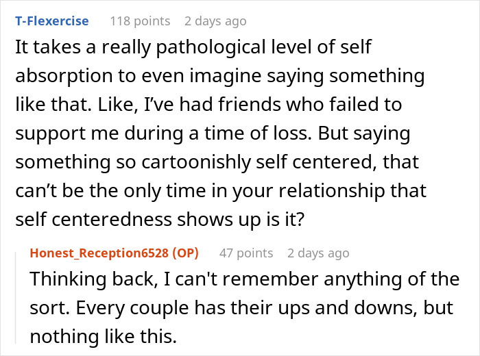 Online conversation showing users debating a lady turning grieving boyfriend’s loss into drama and demanding he man up. Online conversation showing users debating a lady turning grieving boyfriend’s loss into drama and demanding he man up.