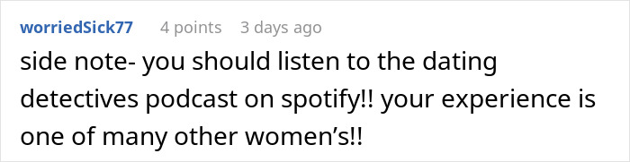 Comment on a forum post discussing a woman who believed her 4-year relationship was perfect before discovering she was the mistress.