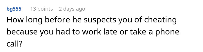 Screenshot of an online comment questioning trust in a relationship after assuming fiancée is pregnant. Screenshot of an online comment questioning trust in a relationship after assuming fiancée is pregnant.