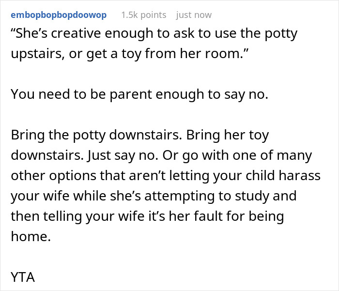 Dad struggles to manage toddler from mom who is trying to study, showing being outsmarted by a clever 2-year-old child.
