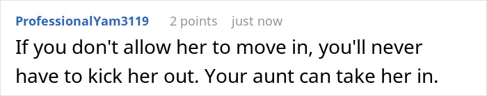 Comment about adult son refusing religious mom moving in, highlighting guilt trips and biblical sermons conflict. Comment about adult son refusing religious mom moving in, highlighting guilt trips and biblical sermons conflict.