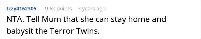 Screenshot of a Reddit comment about a mom forcing inclusion of sister’s unruly kids at a bride-to-be’s wedding. Screenshot of a Reddit comment about a mom forcing inclusion of sister’s unruly kids at a bride-to-be’s wedding.