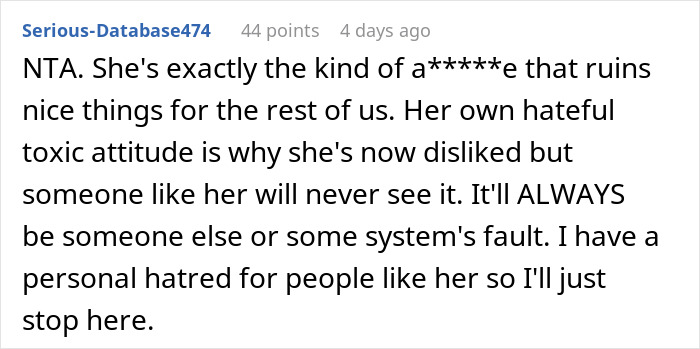 Screenshot of an online comment discussing a toxic attitude related to a man turning coworkers against a woman who reported him to HR.