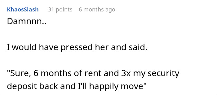 Alt text: Screenshot of a Reddit comment discussing tenant rights and rent security deposit in a family tenant dispute. Alt text: Screenshot of a Reddit comment discussing tenant rights and rent security deposit in a family tenant dispute.