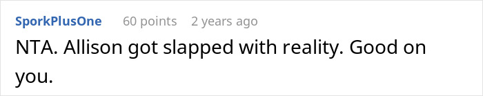 Comment text from an online forum where a user responds to a dispute involving a lady insulting her SIL’s hubby.