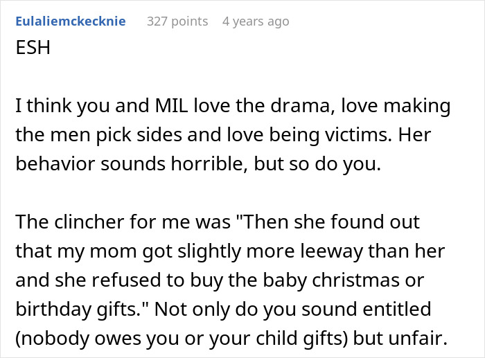 Screenshot of a heartfelt online comment discussing ruining family relationships and lying MIL drama and behavior issues.