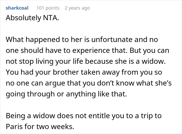 Comment on woman demanding friend kick husband out of romantic getaway, discussing widowhood and entitlement. Comment on woman demanding friend kick husband out of romantic getaway, discussing widowhood and entitlement.