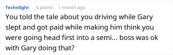 Screenshot of a user comment discussing a workplace bully revenge story involving theatrics and scaring the bully.