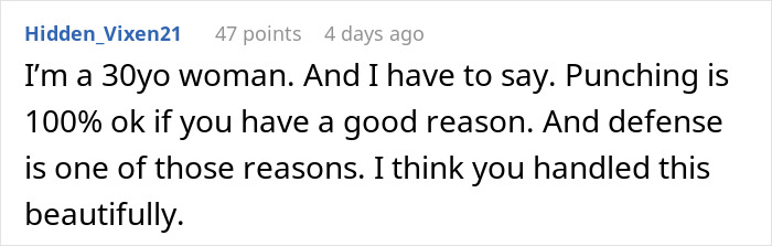 Comment on a forum post about a dad taking son out to celebrate after he punches a bully, defending the action.