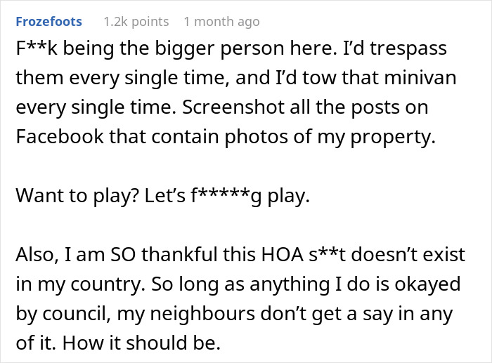 Screenshot of a social media comment discussing nightmare neighbors complaining and secretly using family&rsquo;s backyard without permission.