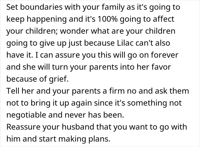 Text advice on setting boundaries with family during a romantic getaway conflict involving a woman's friend and husband. Text advice on setting boundaries with family during a romantic getaway conflict involving a woman's friend and husband.