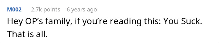 Screenshot of an online comment expressing frustration after being excluded from family girl days, showing feelings of immaturity and need to grow up. Screenshot of an online comment expressing frustration after being excluded from family girl days, showing feelings of immaturity and need to grow up.