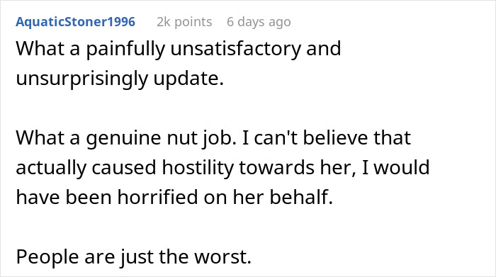 Screenshot of Reddit comment describing a married lady shocked by coworker claiming they&rsquo;re hitched causing hostility.
