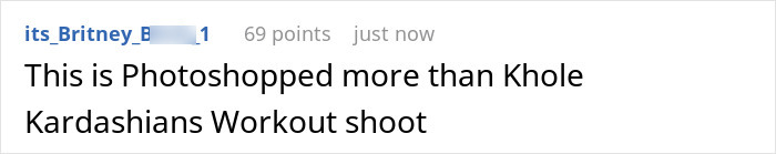 Screenshot of a comment calling Rihanna distorted lingerie photos photoshopped, comparing to Kardashian workout shoot