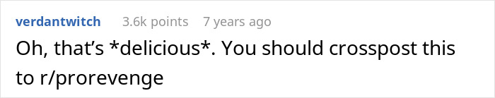 Screenshot of a Reddit comment praising a post about a MIL and DIL revenge story, mentioning crossposting to r/prorevenge.